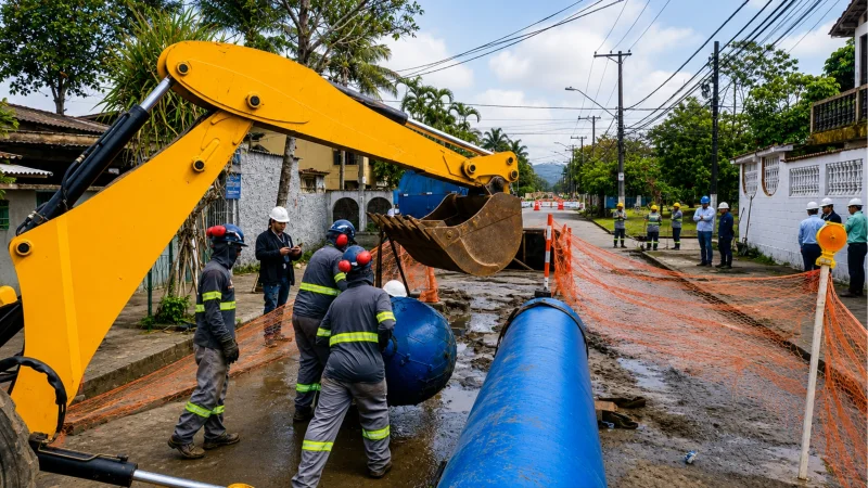 execução de obra de saneamento