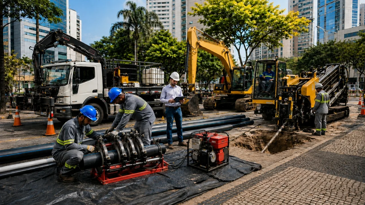 locação de equipamentos para redes de água e esgoto